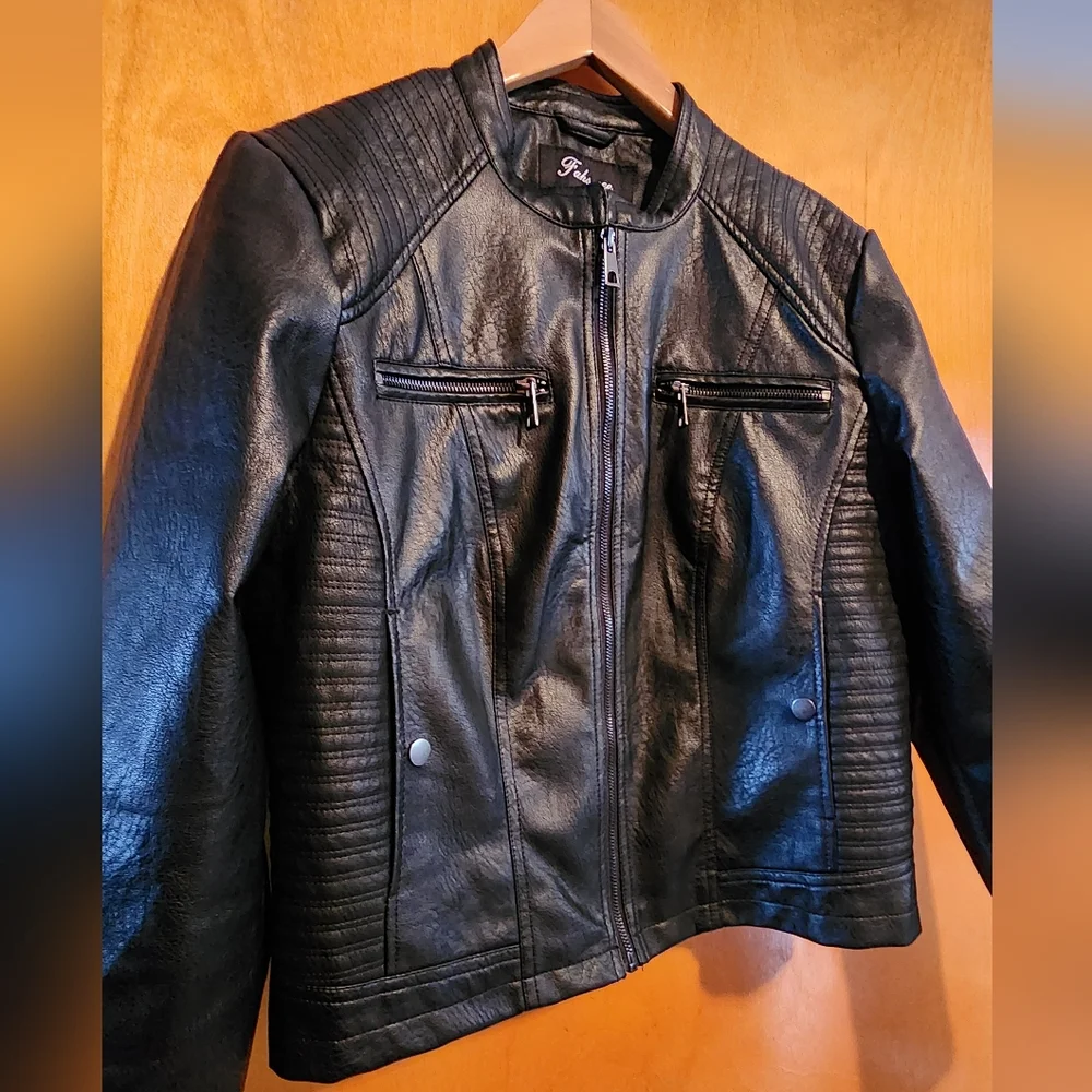 Faux Leather BLACK Moto Jacket - Picture 2 of 6